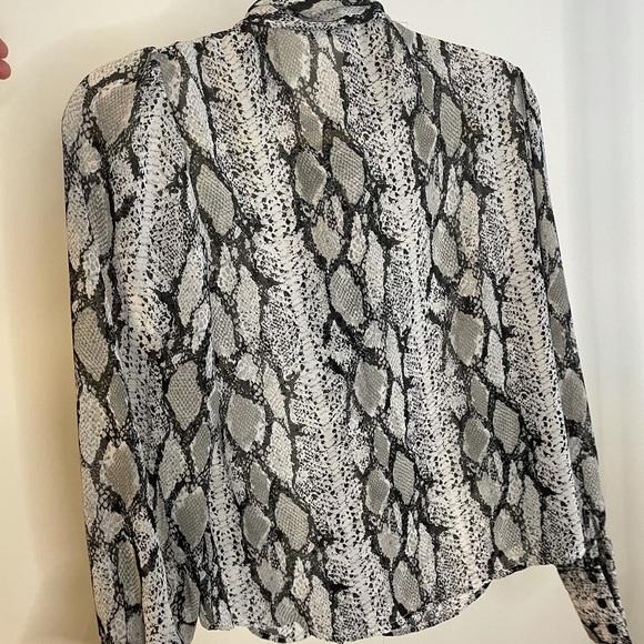 Snake Print PussyBow Button Down - Picture 3 of 3